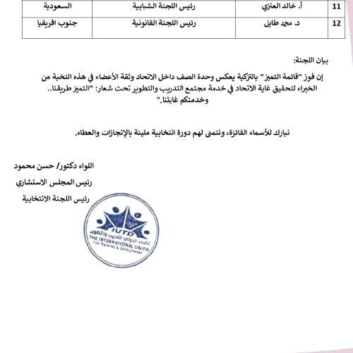 إعلان نتيجة انتخابات مجلس إدارة الاتحاد 2026